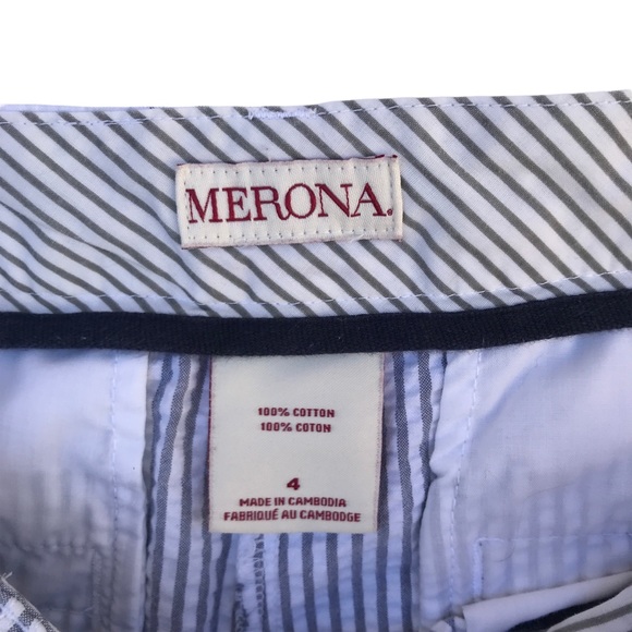 Merona Blue Seersucker Mid-Rise Shorts | Size 4 - Picture 6 of 7